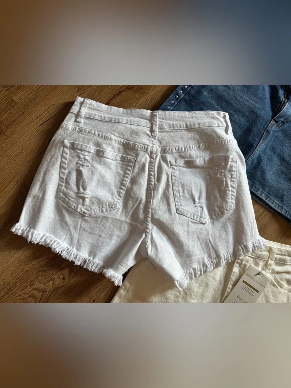 Kids Denim Miniskirt and Shorts Set - White, Cream & Blue Size M 12-14 YO